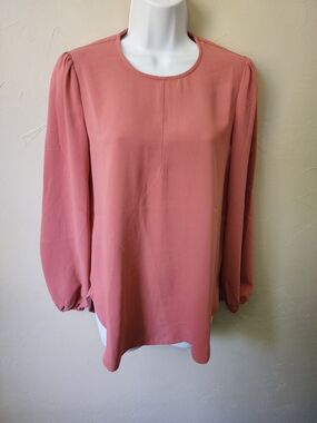 Tahari Dusty Rose Long Sleeve Round Neck Blouse Size XS